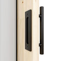 CCJH 9.5" Pull and Flush Sliding Barn Door Handle Set Heavy Duty Large Rustic Two-Side Design for Gates Garages Sheds Furniture, Solid Steel,Black