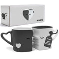 MIAMIO - Coffee Mugs/Kissing Mugs Set Bridal Pair Gift (Grey)
