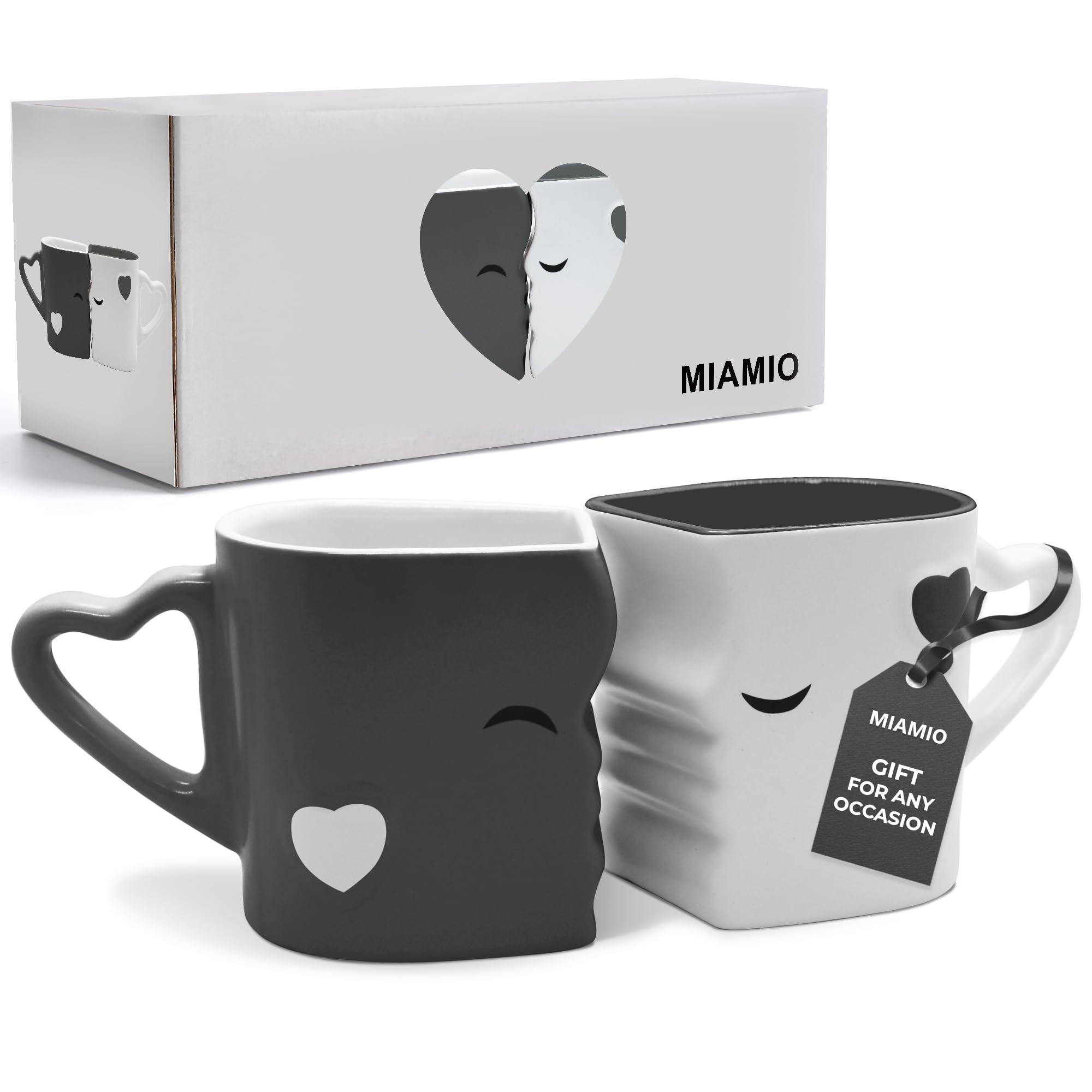 MIAMIO - Coffee Mugs/Kissing Mugs Set Bridal Pair Gift (Grey)