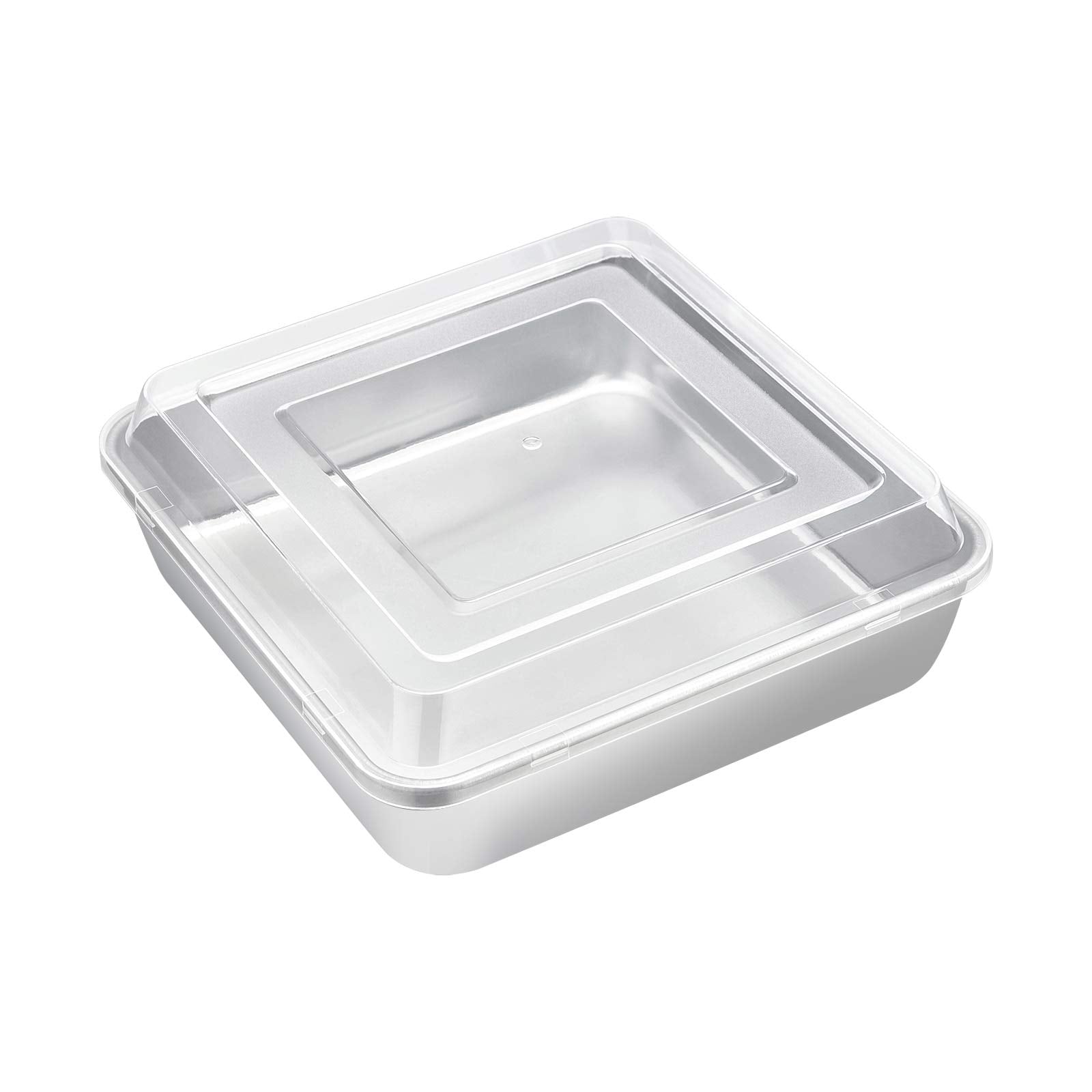 8 x 8-Inch Square Baking Pan with Lid, E-far Stainless Steel Square Cake Brownie Pan, Fit for Toaster Oven, Non-toxic & Healthy, Easy Storage & Dishwasher Safe - 2 Pieces(1 Pan + 1 Lid)