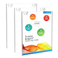 BlueValley Clear Acrylic Sign Holder 8.5x11 - Wall Mount Plexiglass Ad Poster Picture Frame with Sticker & Screw, Vertical Plastic Menu Sign Holders for Window Wall Display Brochure Flyer Document Certificate - 3 Pack