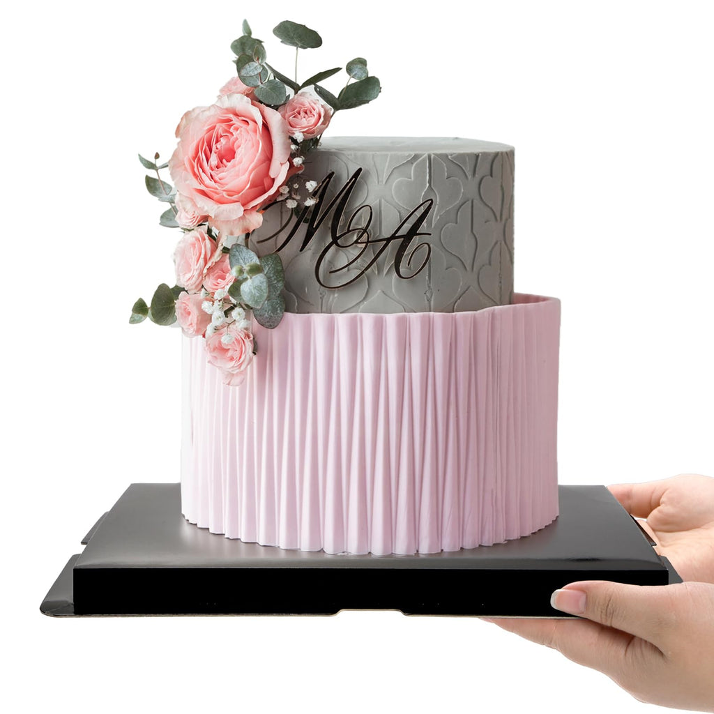 Cididu 6 Pack Clear Cake Box with Ribbon, 2-Layer Tall Cake Carrier Boxes, Packaging Boxes 10x10x9 Inch, PET Clear Gift Box with Lid, Transparent Cake Containers for Birthday Party Wedding