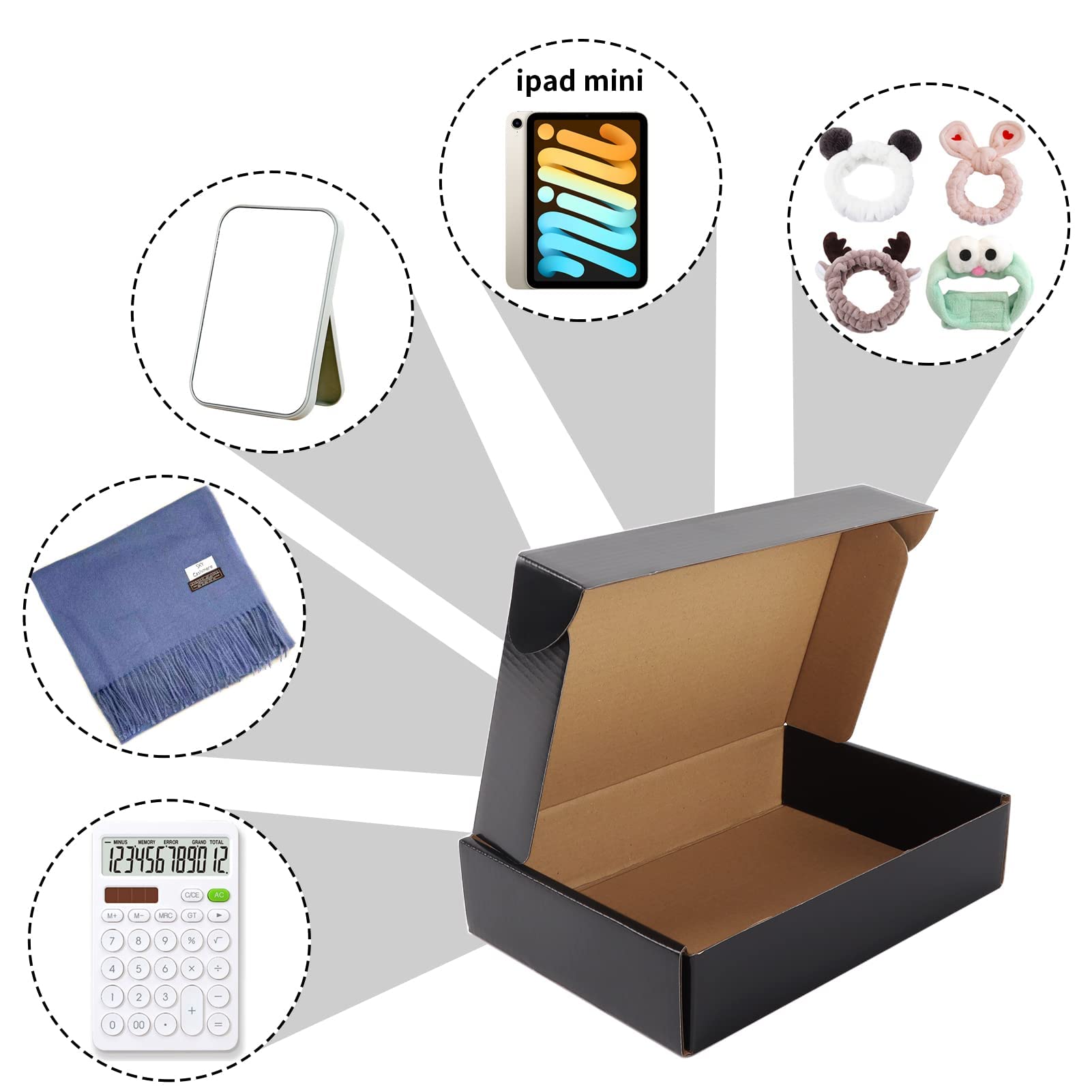 EXYGLO 25 Pack 9x6x2 Shipping Boxes, Black Corrugated Cardboard Boxes for Packaging Small Business, Moving, Shipping, Mailing, and Storing