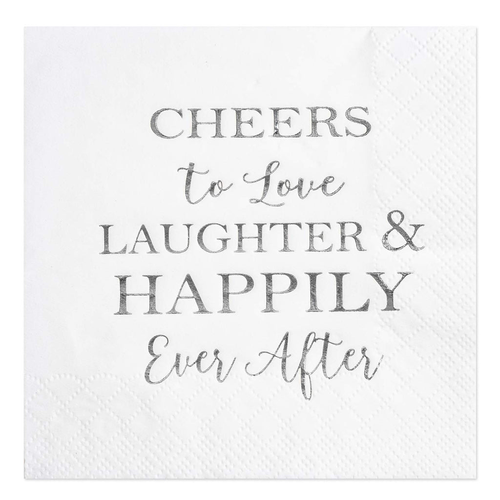 Crisky Bridal Shower Silver Napkins Disposable Silver Cocktail Beverage Dessert Napkins for Wedding Shower Engagement Party Decorations, 100 Pcs, 3-Ply