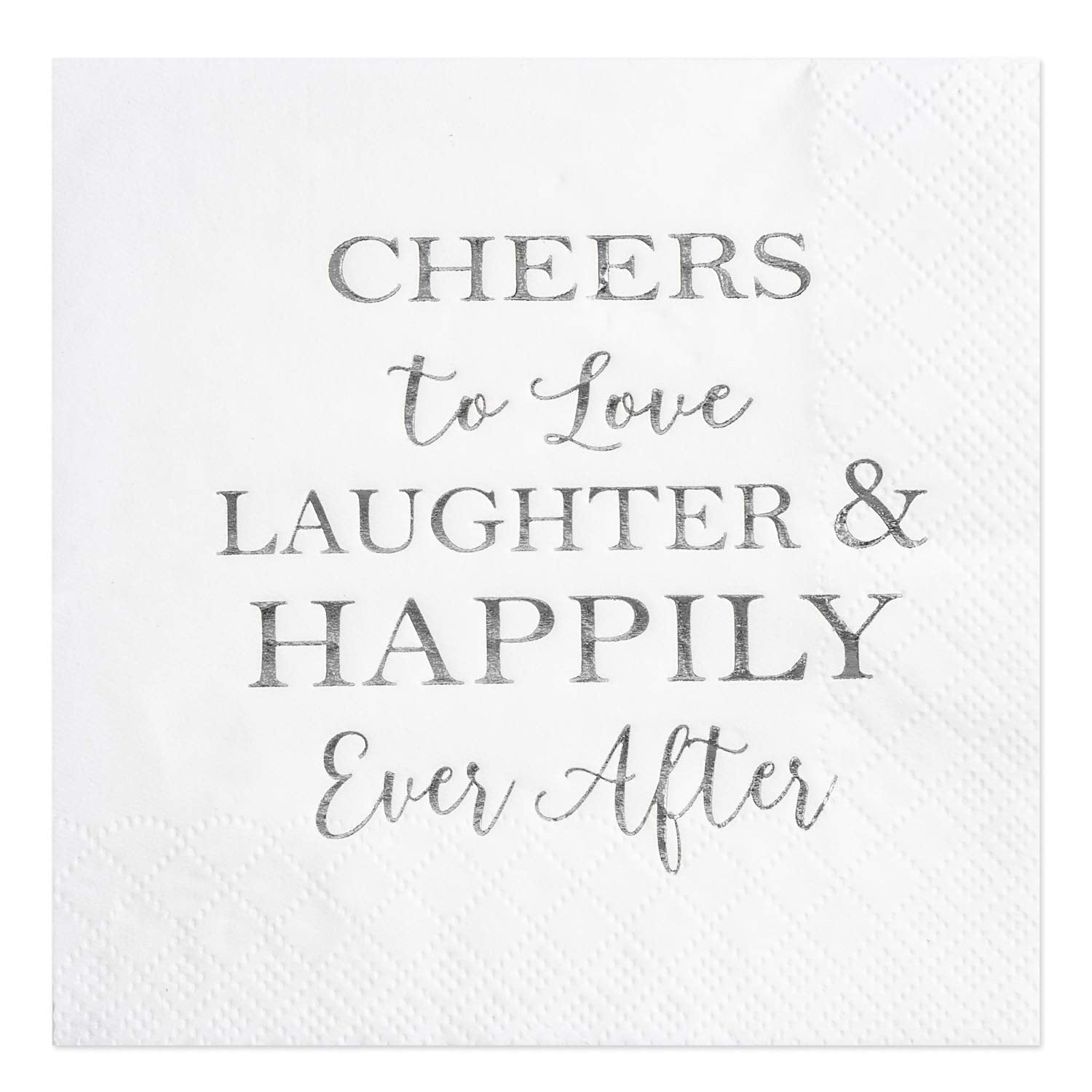 Crisky Bridal Shower Silver Napkins Disposable Silver Cocktail Beverage Dessert Napkins for Wedding Shower Engagement Party Decorations, 100 Pcs, 3-Ply