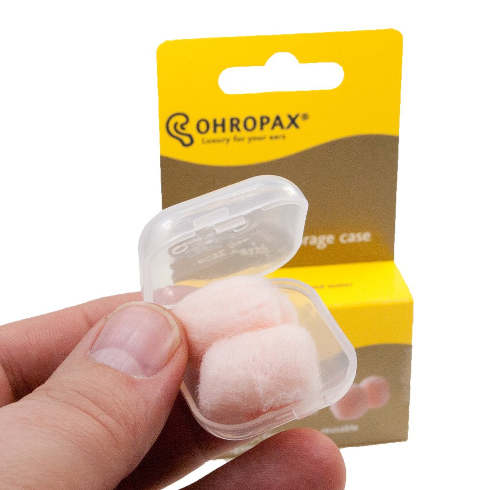 Ohropax Reusable Wax/cotton Ear Plugs with Clear Carrying Case - 2 pack (24 Plugs Total)