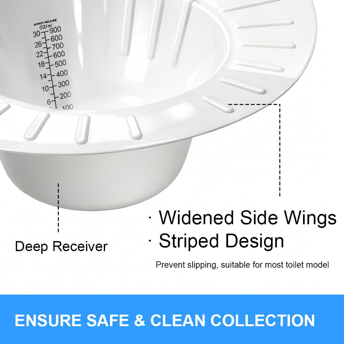 Specimen Collector Pans 6 Pack Urine Collection Hat Universal Specimen Cups Dishes for Toilet Pee Stool Sample Container for Women and Elderly