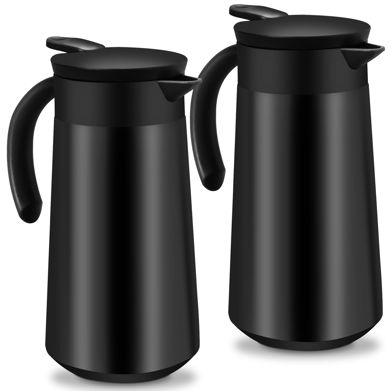 2 Pcs Thermal Coffee Carafe for Keeping Hot/Cold, 27oz Stainless Steel Double Wall Vacuum Carafe,Small Thermal Pot Flask for Coffee,Tea,Hot Water,Hot Beverage(Black)