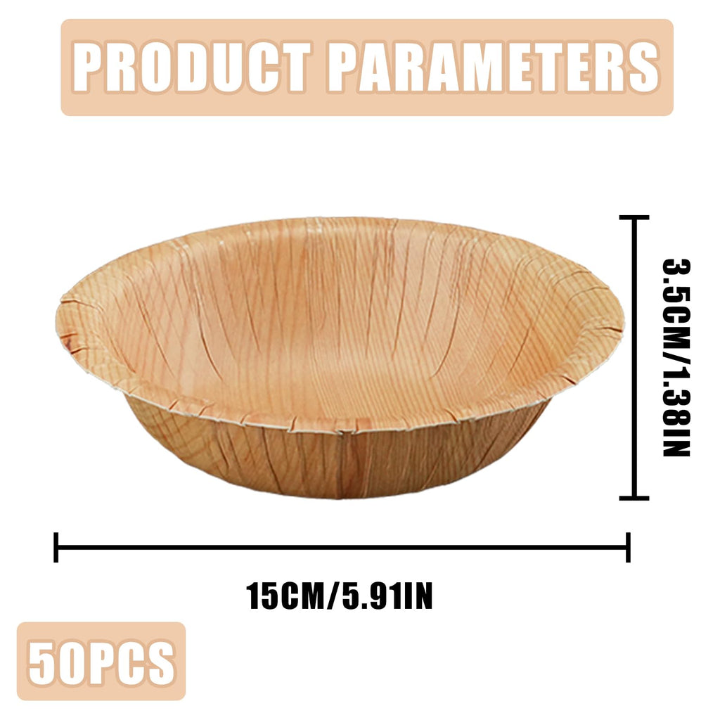 DTFMZOV 50 Pcs Wood Grain Paper Bowls, 5.9 Inch Wood Paper Bowls, Rustic Disposable Bowls for Woodland Baby Shower, Camp Fire, Camping, Birthday Party Decorations