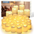Flameless Votive Candles,Flameless Flickering Electric Fake Candle,24 Pack Battery Operated LED Tea Lights in Warm White for Wedding,Table,Festival Celebration,Halloween,Christmas Decorations