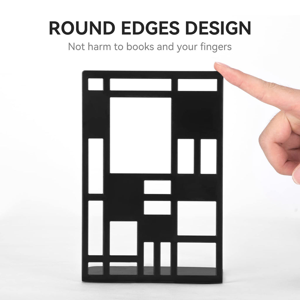 Book Ends, Bookends Heavy Duty, INNÔPLUS Book End Holder for Shelves, Metal Bookend (Black 2 Pair) for Office and School, Decorative Tree Unique Design Book Stopper for Gift, Book Binder and Dividers