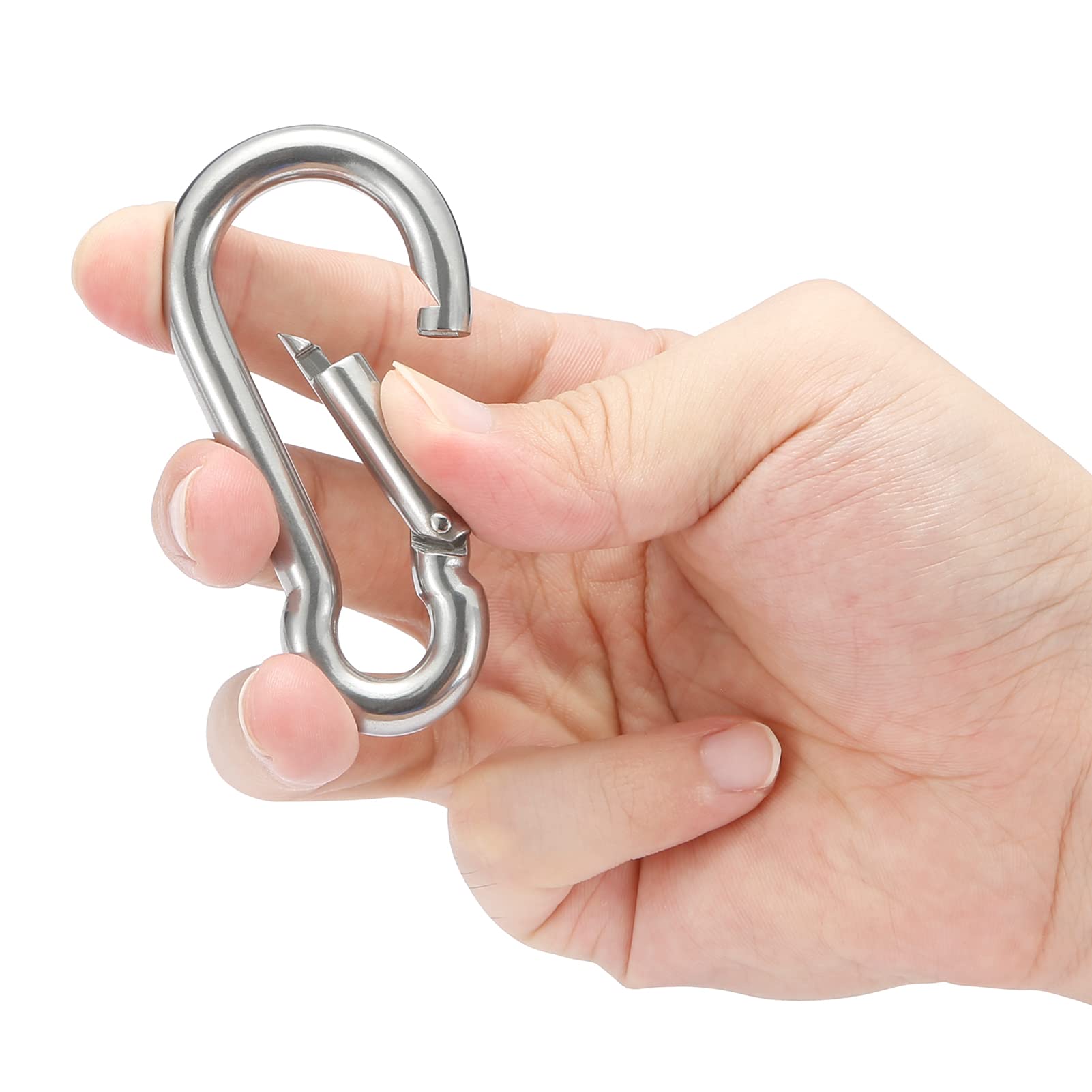 sprookber Stainless Steel Spring Snap Hook Carabiner - 304 Stainless Steel Clips, Set of 6
