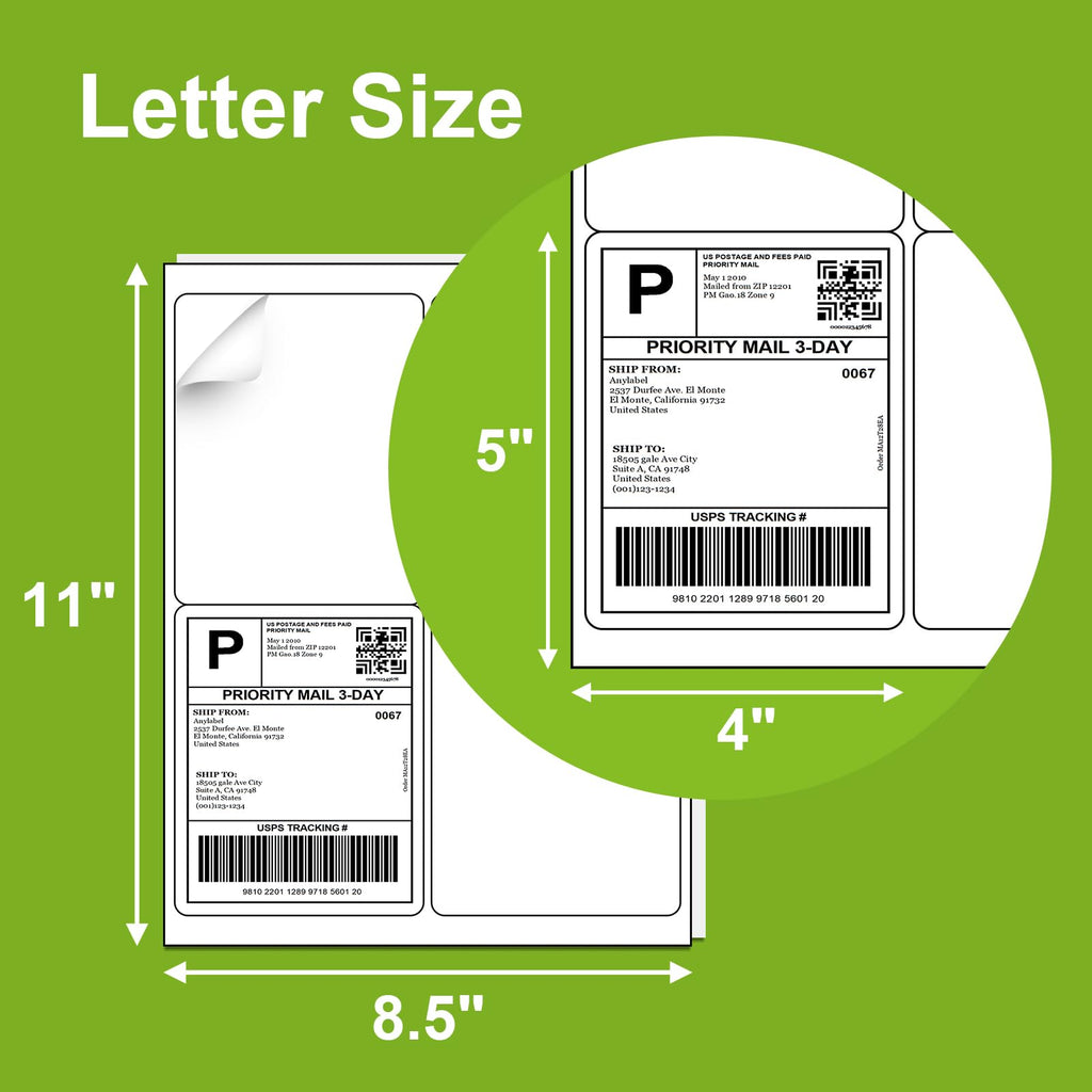 Anylabel 4" x 5 4 Per Page Shipping Labels, 400 Labels (100 Sheets), Inkjet & Laser Printer Compatible