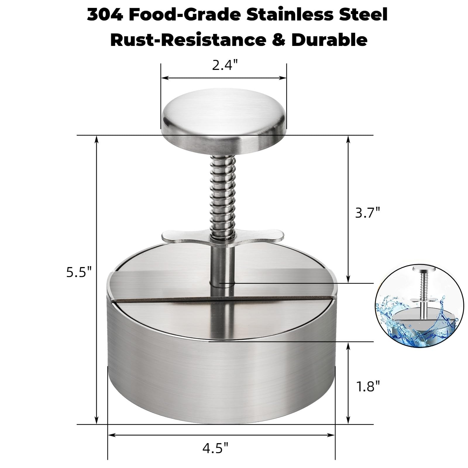ZOOFOX Burger Press, Non-Stick Patty Maker Mold, 18/8 Stainless Steel Hamburger Press for Beef, Vegetable, BBQ, Griddle and Cooking, BPA Free