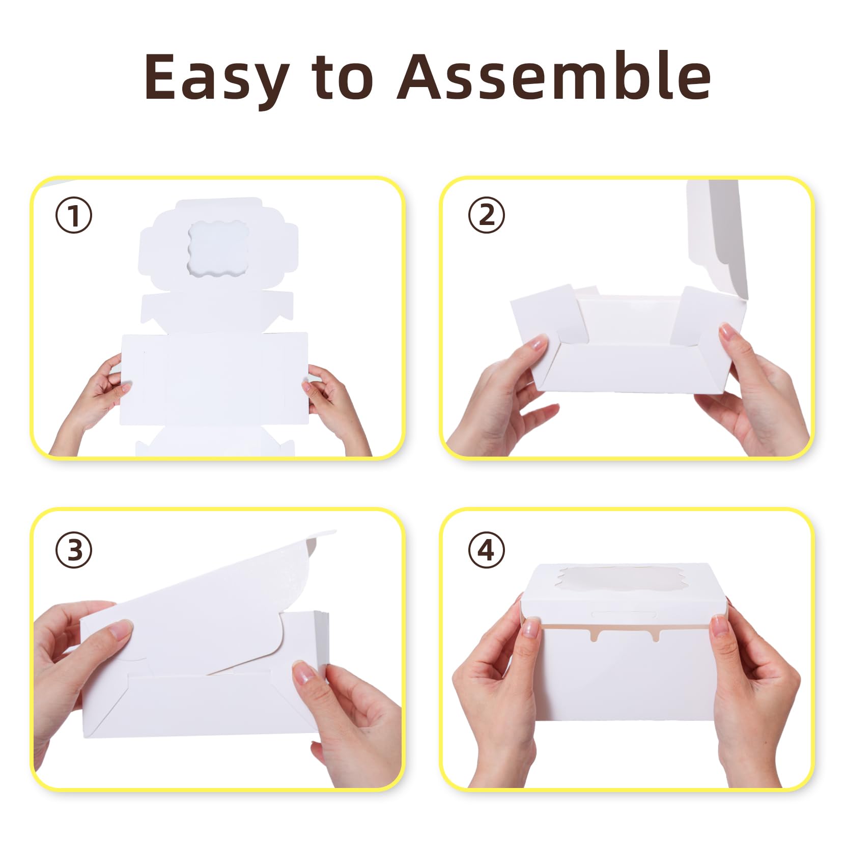 50 Pcs White Bakery Boxes with Window, 6x6x3 inches Cookie Boxes Macaroon Boxes Small Treat Boxes Mini Cake Boxes for Dessert, Pastry, Sturdy Take Out Container for Party Wedding Favor