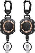LIUGX 2 Pack Retractable Keychain, Heavy Duty Carabiner Key Chains, 10,000+ Rebound, Impact Resistance ID Badge Reels with 31.5” Wire Rope and Key Ring, Up to 8oz, Aluminum Ring, Carbon Fiber-Texture
