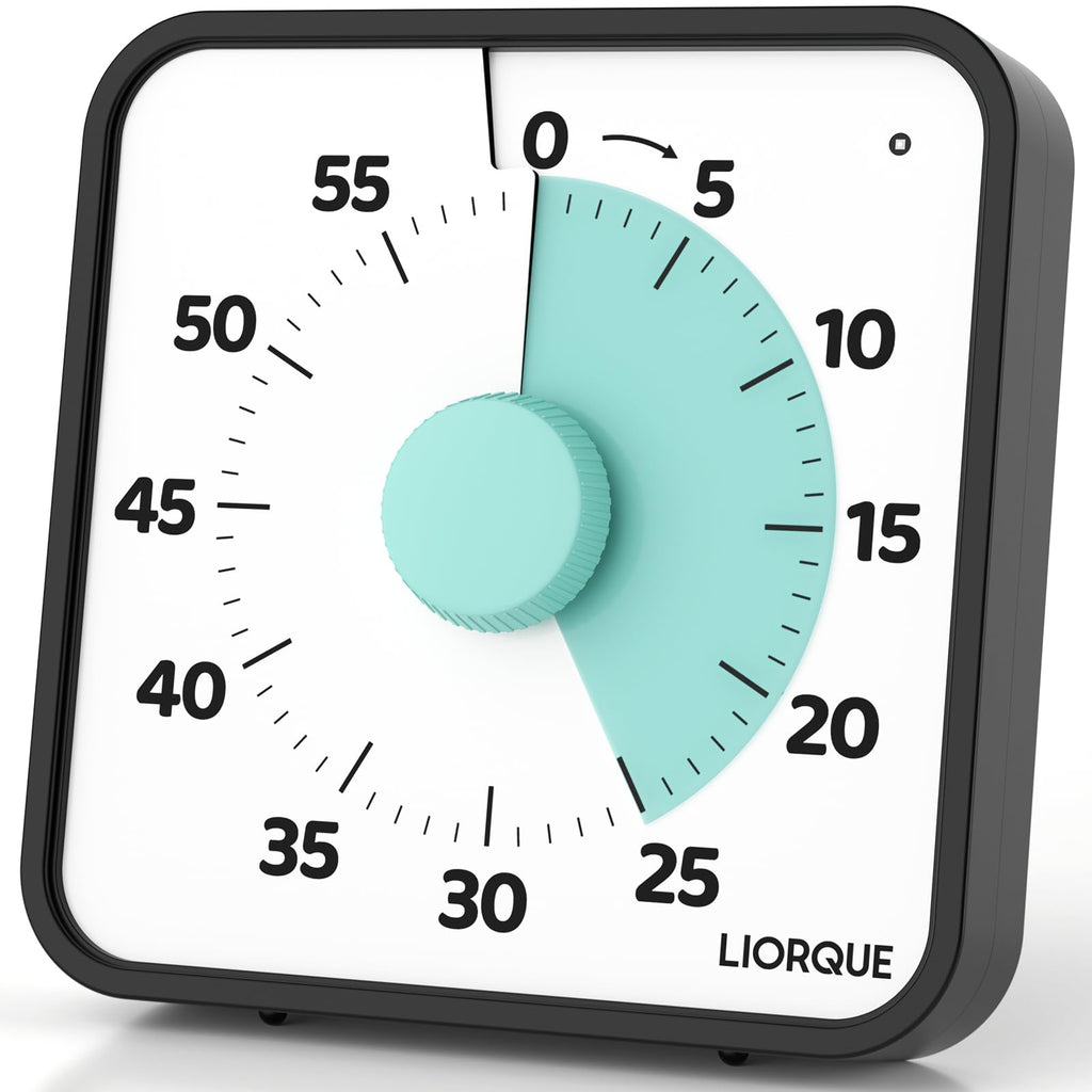 LIORQUE 19cm Visual Timer Large Timer for Classroom, 60 Minute Countdown Timer No Ticking with Magnetic Back, 3 Level Volumes & Vibrating & Light Alarm