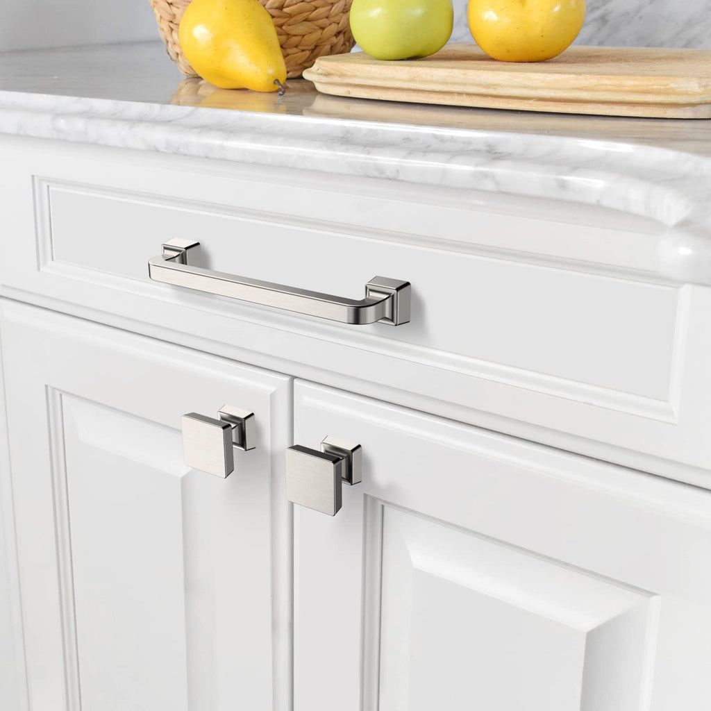 Amerdeco 10 Pack Brushed Satin Nickel Cabinet Knobs 1.2 Inch(30mm) Single Hole Cabinet Handles Dresser Knobs Drawer Knobs and Pulls for Bathroom Cabinets ZH0008