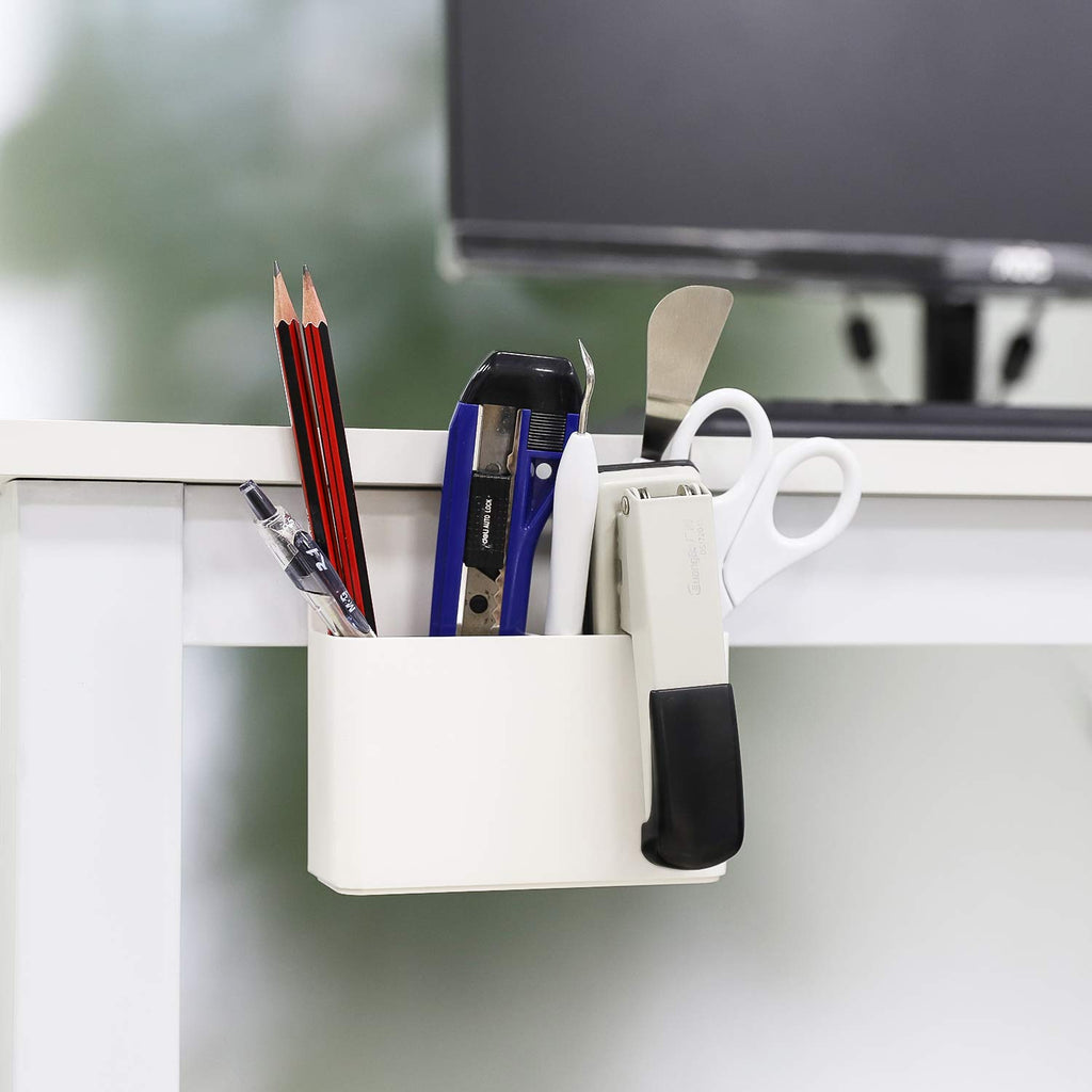 MoKo Pack of 2 Magnetic Dry Erase Marker Holder, Pen Pencil Holder Storage Organizer for Whiteboard, Refrigerator and Other Magnetic Surfaces, White
