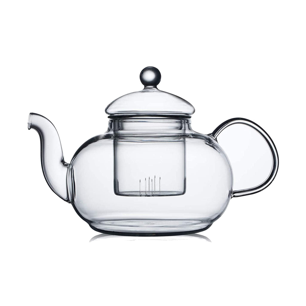 CnGlass Glass Teapot Stovetop Safe,Clear Teapot with Removable Infuser 20.3 oz,Loose Leaf and Blooming Tea Maker