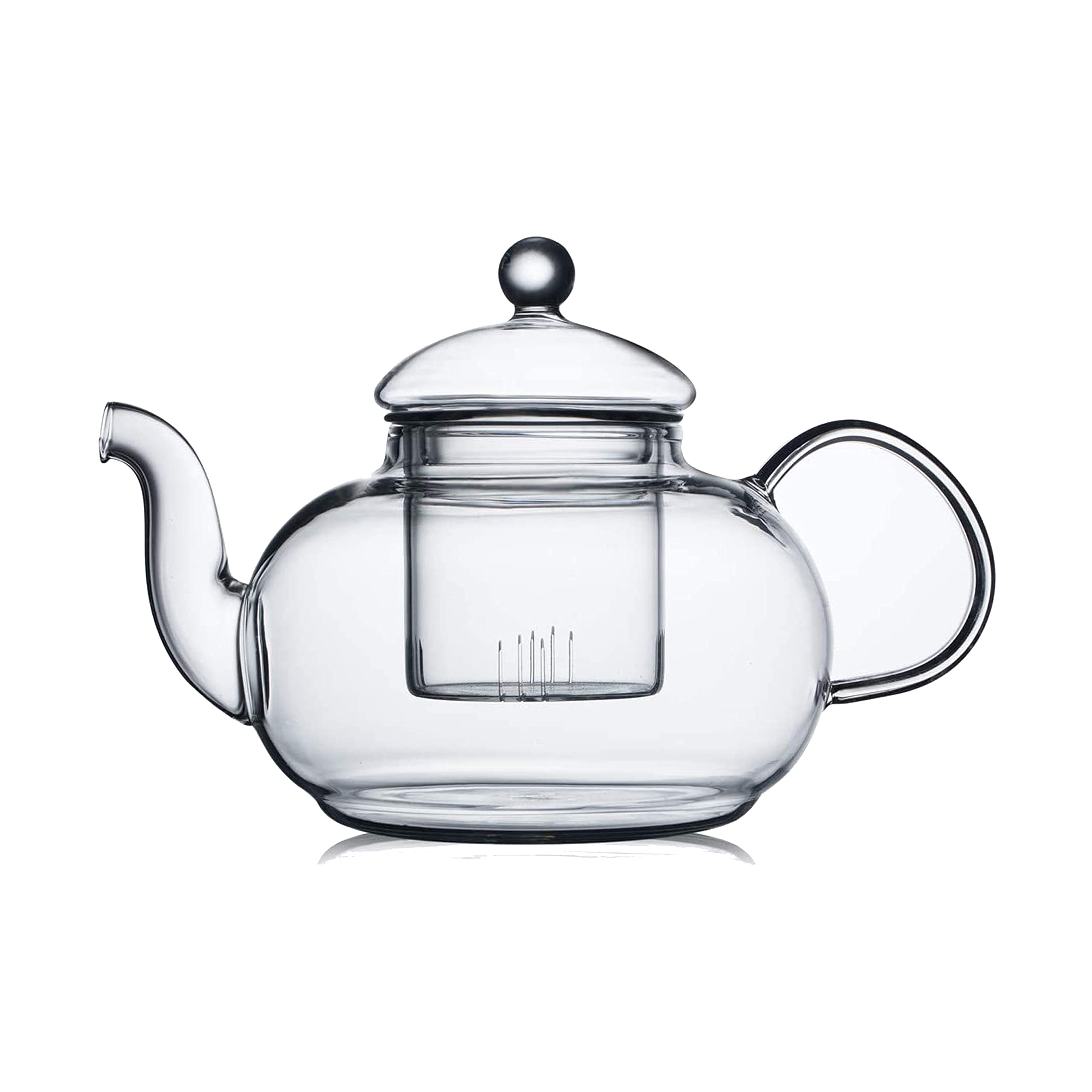 CnGlass Glass Teapot Stovetop Safe,Clear Teapot with Removable Infuser 20.3 oz,Loose Leaf and Blooming Tea Maker