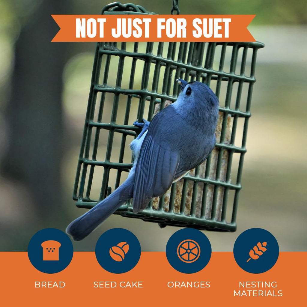 MEKKAPRO Double Delight Suet Feeder 2-Pack with Metal Roof, Dual Capacity, Weather-Resistant Hanging Bird Feeders - Easy to Use, Ideal for Clinging Birds, Woodpeckers, Nuthatches, Chickadees