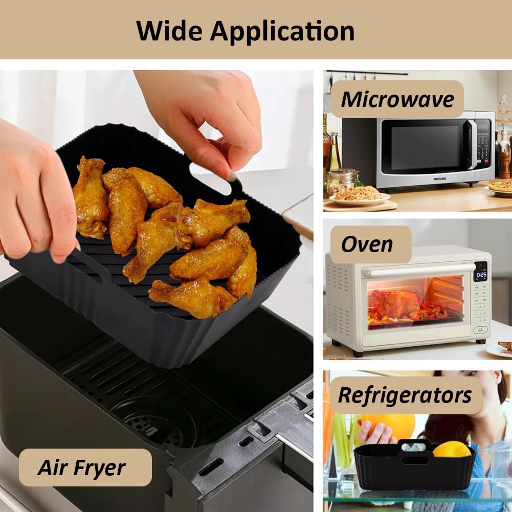 Silicone Air Fryer Liners for TFAL and Philips Dual Basket 5.2L/3.1L, Reusable Accessories for T-fal Dual Easy Fry XL 8.7Qt, Airfryer Liners Accessories
