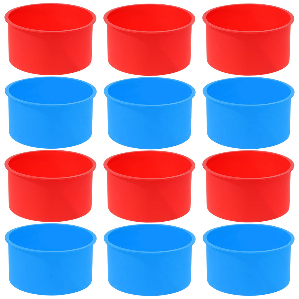 mifengda 12pcs Silicone Cake Mold Baking Round Cake Molds 4 Inch Non-Stick Baking Pan Kitchen Silicone Cake Molds for Baking(Red, Blue, 4inch)
