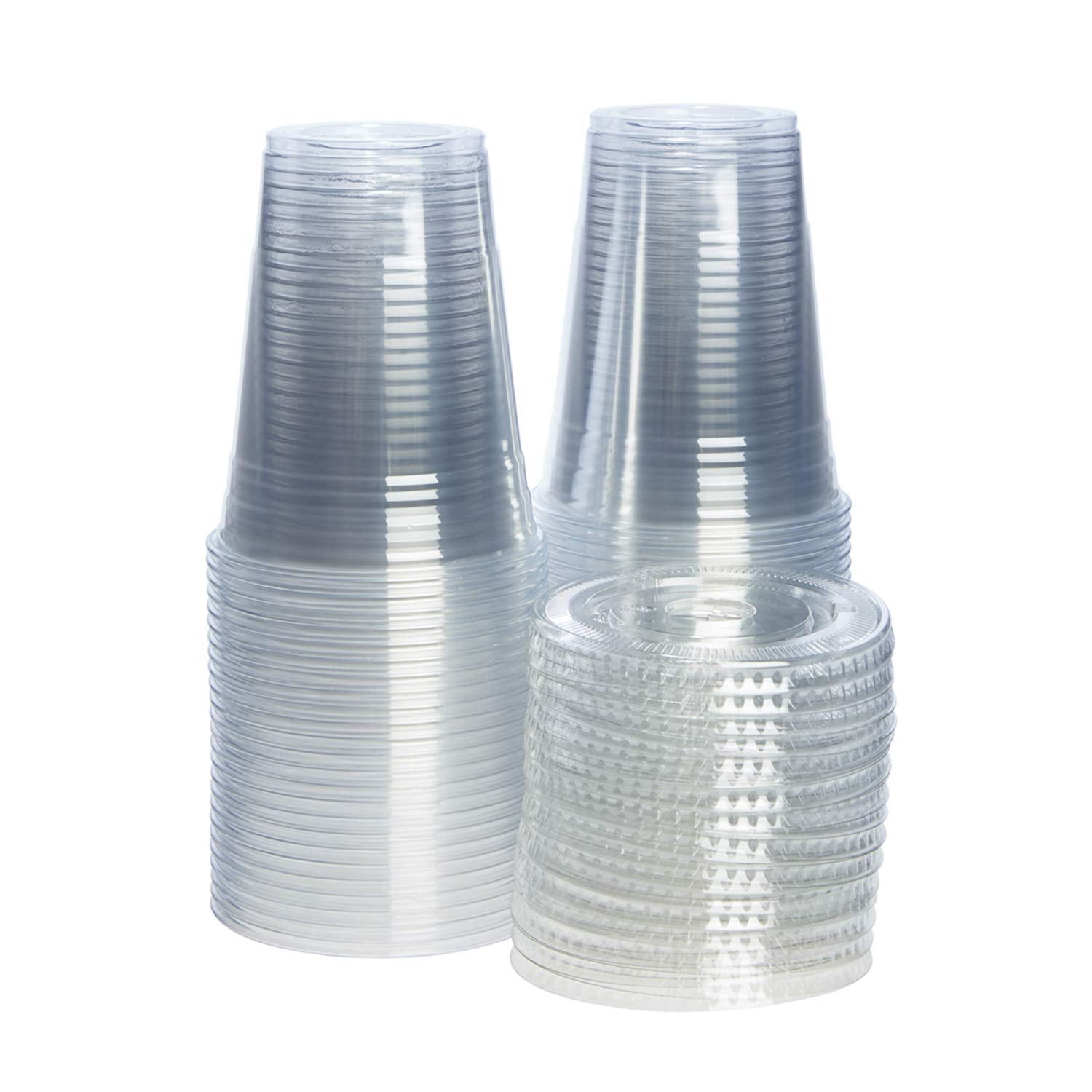 Gusto [16 oz. - 100 Count] Clear PET Cups with Lids, Disposable Coffee Cups with Flat Lids - Ideal for Cold Beverages, Smoothies, and to-Go Drinks - Formerly Comfy Package