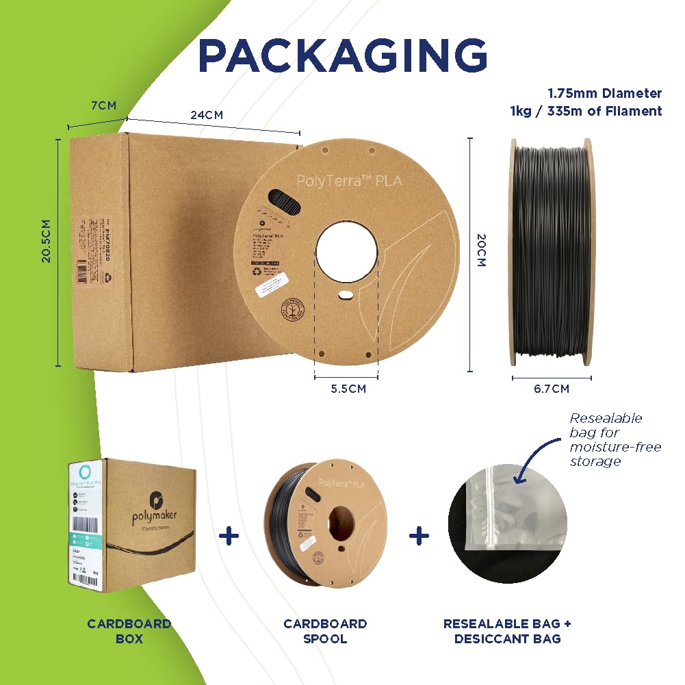 Polymaker Matte PLA Filament Matte Cotton White 1.75mm 1kg 3D Printing Filament, PolyTerra 3D Printer PLA Filament