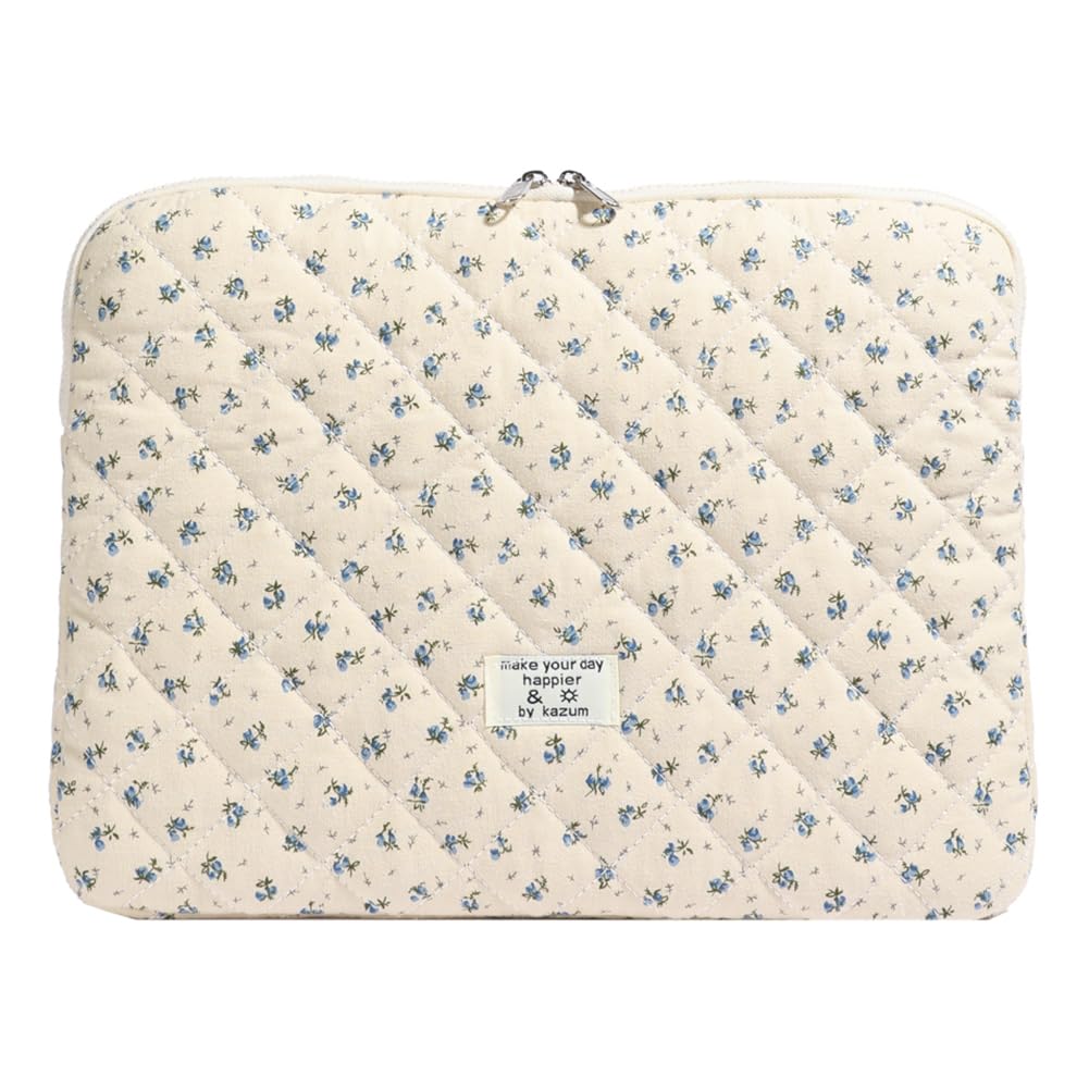 HICARRY Cute Laptop Sleeve 13 Inch Quilted Laptop Case Flower Print Laptop Protective Case Puffy Protective Cover for MacBook