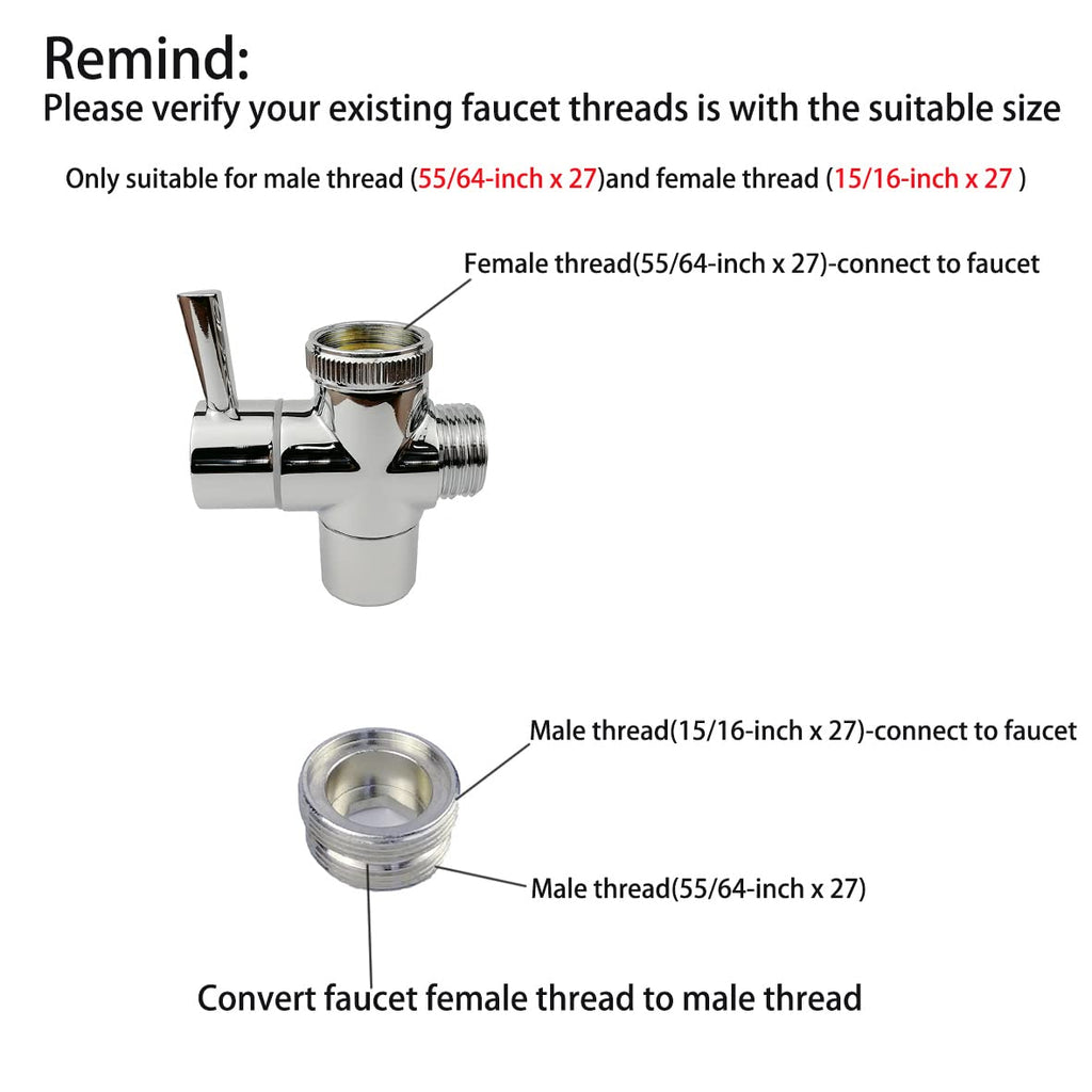 All Brass Faucet Diverter Valve with Aerator, Sink to Garden Hose Diverter Adapter, for Bathroom/Kitchen Sink Faucet Connection Portable Washing Machine/Dishwasher (G1/2 * 3/4", Chrome)