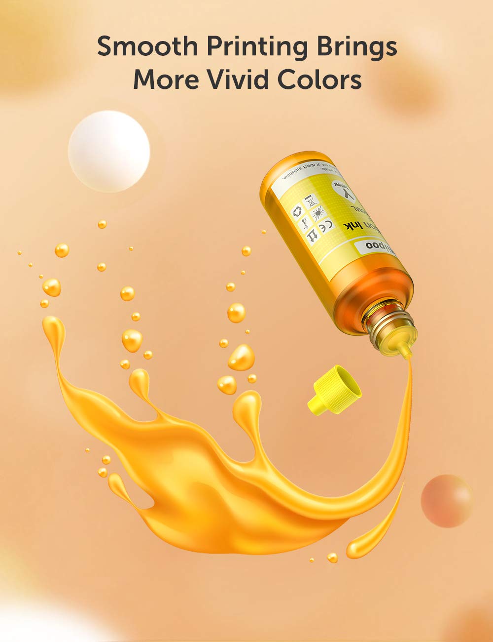 Hiipoo Sublimation Ink Refilled Bottles Work with WF7710 ET2760 ET2720 ET2803 ET2800 C88+ XP-4105 Inkjet Printer Heat Press Transfer on Mugs Plates T-Shirts Pillows Phone Case（B/C/M/Y）…