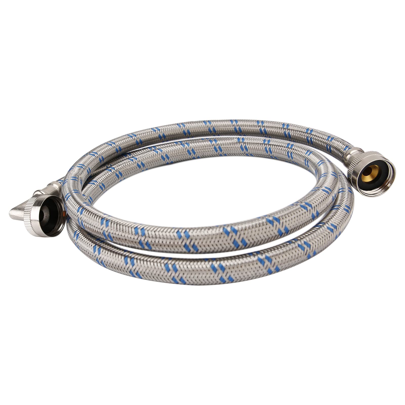 Solimeta Stainless Steel Washing Machine Hoses with 90 Degree Elbow, Burst Proof Hot and Cold Water Connection Inlet Supply Lines for Washer, 5Ft