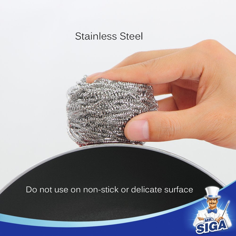 MR.SIGA Stainless Steel Scourer,Pack of 12,30g