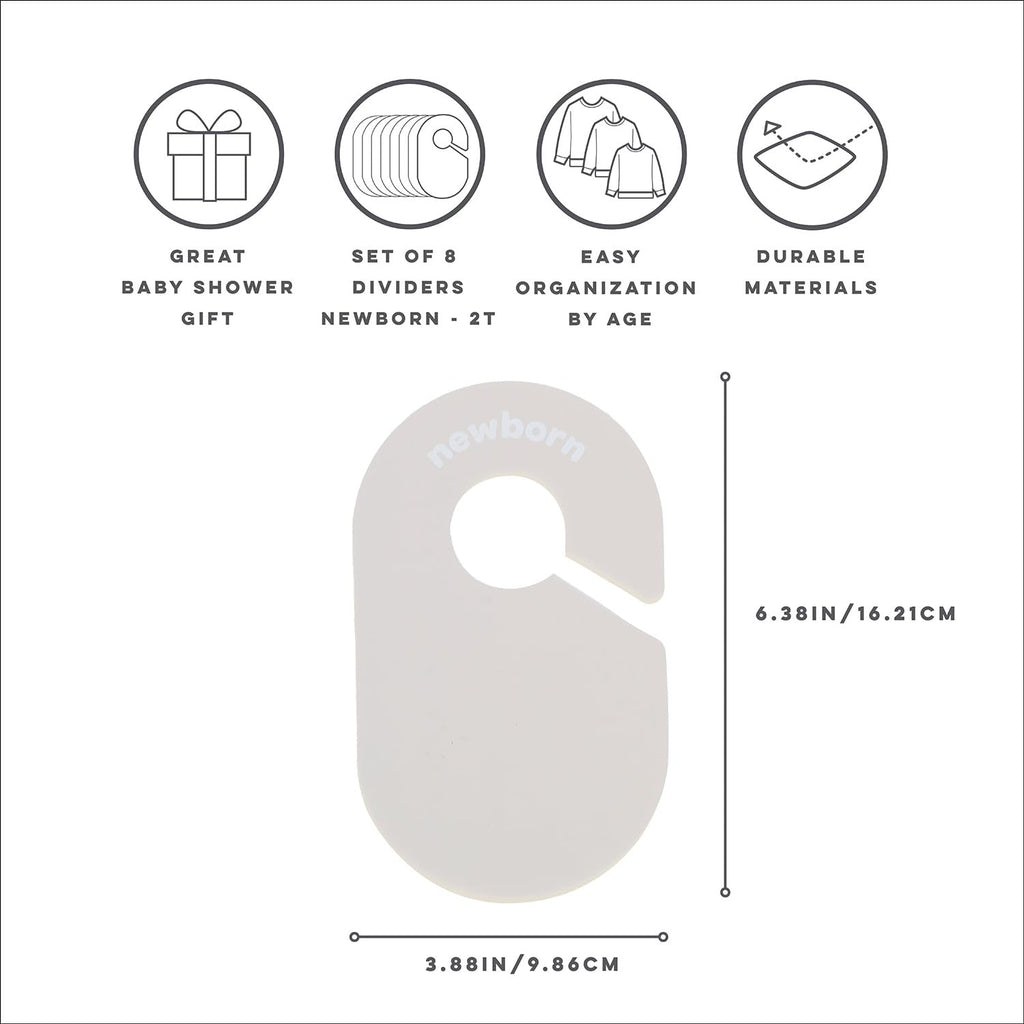 3 Sprouts Baby Closet Dividers Set of 8 - Baby Clothes Organizer & Wardrobe Hanger - Nursery Infant Closet Organizer for Baby Clothing by Size or Age from Newborn to Toddler Boy & Girl - Neutral