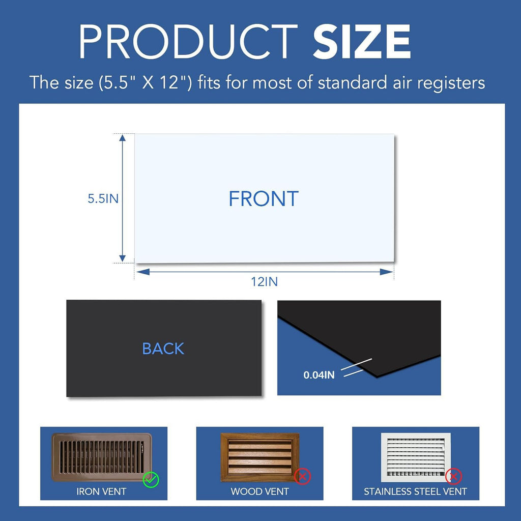 DIYMAG 4Pack Strong Magnetic Vent Covers, Vent Covers for Home Floor Standard Air Registers, 5.5 inch X 12 inch Air Vent Covers for Floor Wall and Ceiling Registers, Home and RV, HVAC