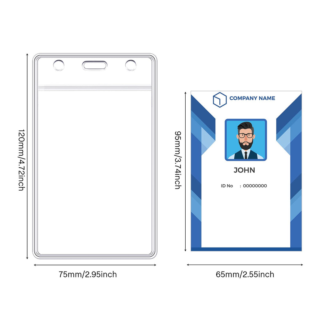 E&EY 50 Sets Clear Plastic Name tag Holder with Lanyard, Flat lanyards Bulk with ID Card Badge Holder Name Badges (Vertical)