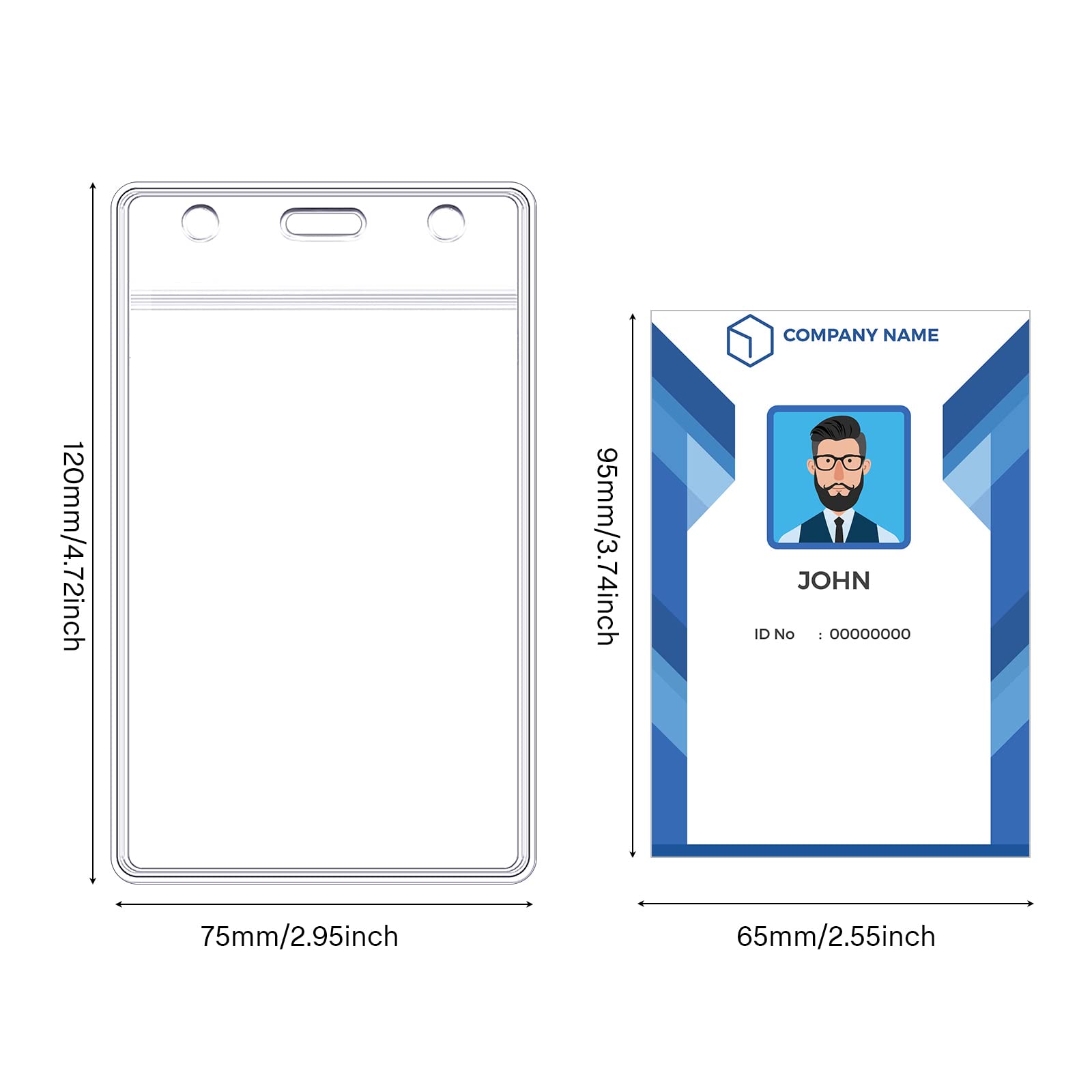 E&EY 50 Sets Clear Plastic Name tag Holder with Lanyard, Flat lanyards Bulk with ID Card Badge Holder Name Badges (Vertical)