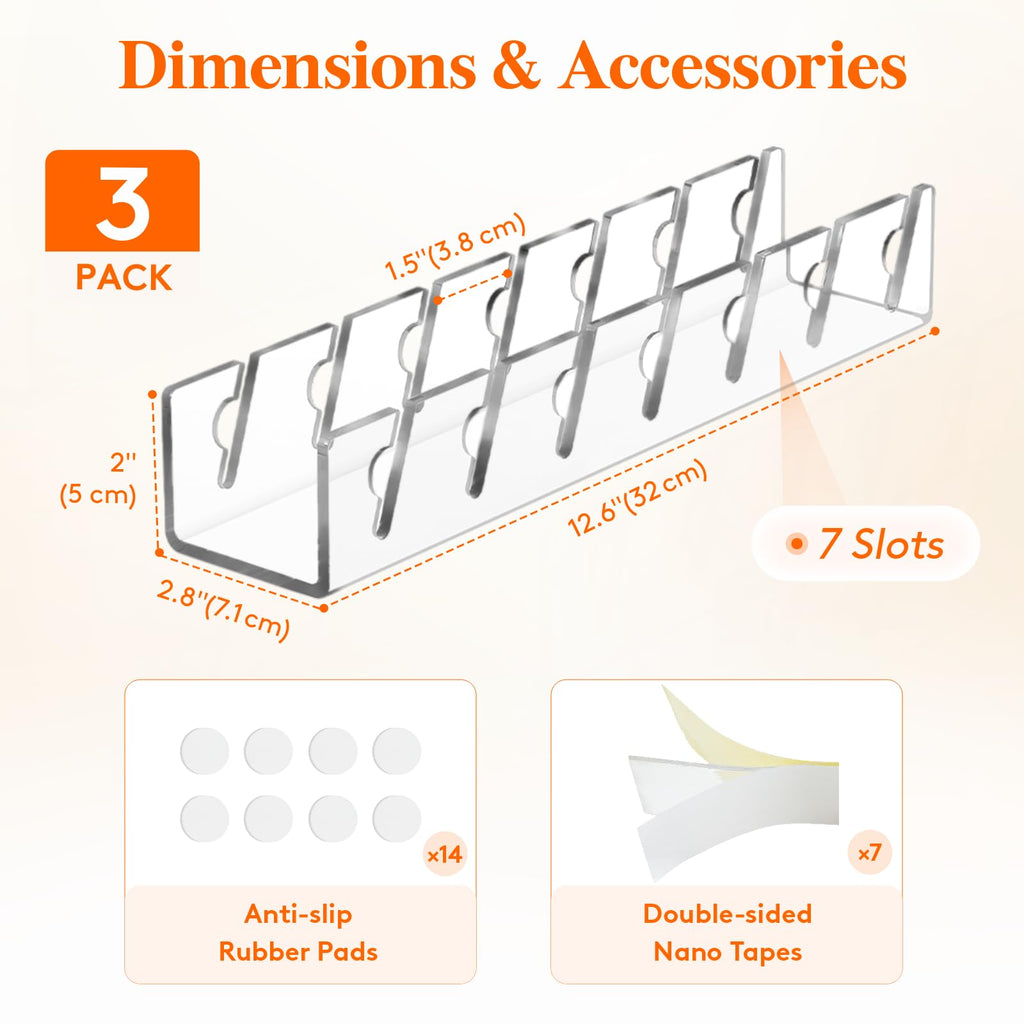 Lifewit 3 Pack Hat Organizer for Baseball Caps, Hat Storage Rack for 21 Ball Caps, Hat Stand Shelf for Trucker Hat and Golf Cap in Closet, Bedroom, Dresser, Clear