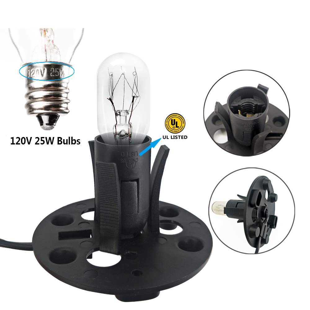 Haraqi Himalayan Salt Lamp Cords(6 Ft/1.8 M) and Bulbs with Dimmer Switch,Original Replacement Cords with Base Assembly (3.34 Inches) and 25 Watt E12 Bulbs for Salt Rock Lamp,2 Cords and 2 Bulbs