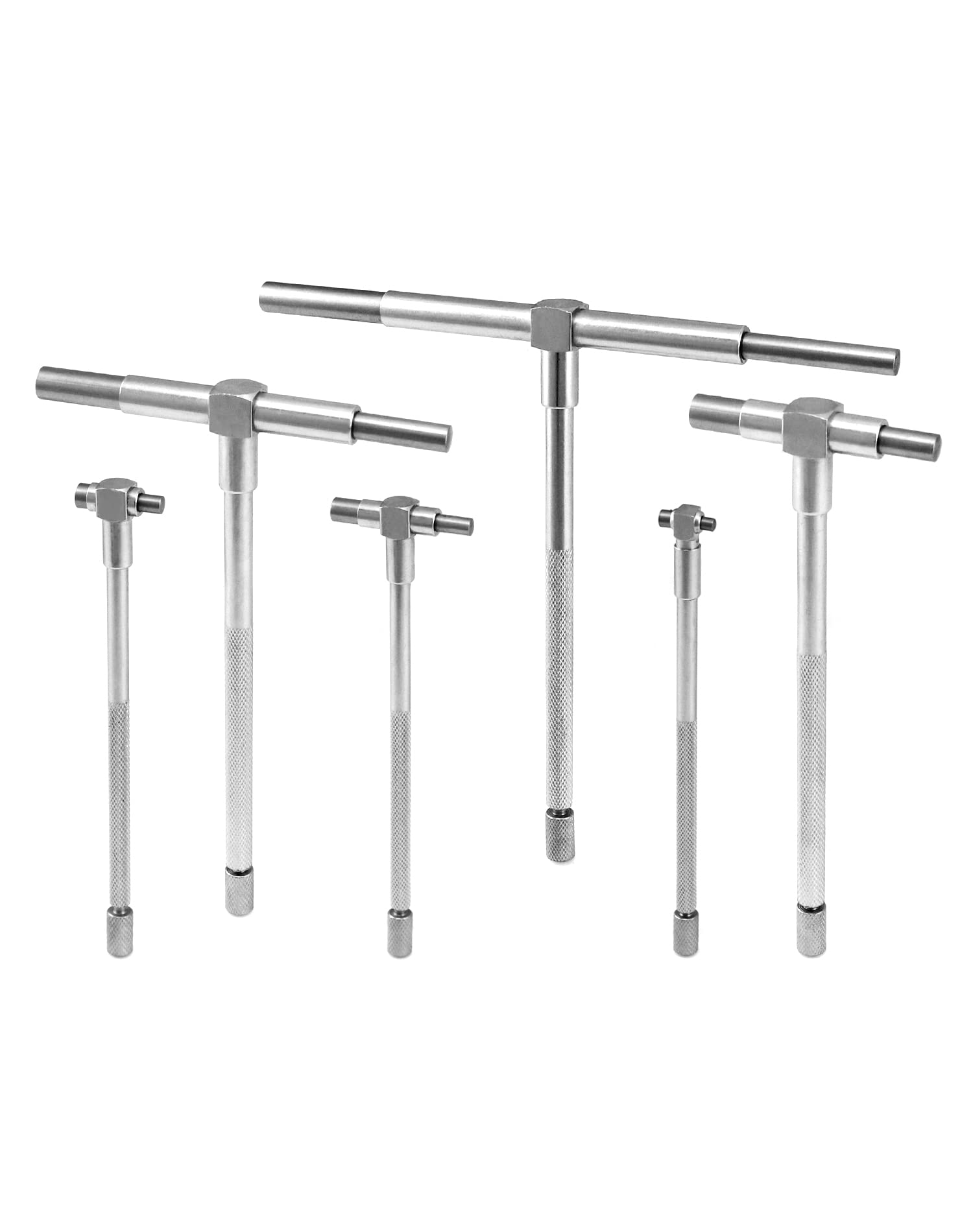 QWORK 5/16" to 6" Telescopic Gauge Bore Gauge, 6 Pack Hole Gauge Set, Premium Steel T-Bore Hole Gauges Set, Measurement Tool, Telescoping Full Round Bore Gauge