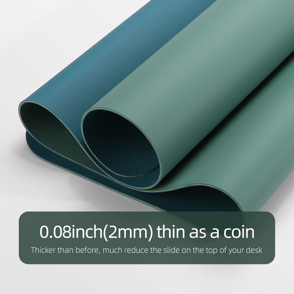 YSAGi Multifunctional Office Desk Pad, Ultra Thin Waterproof PU Leather Mouse Pad, Dual Use Desk Writing Mat for Office/Home (31.5 inch x 15.7 inch , Pistachio Green + Green Blue)