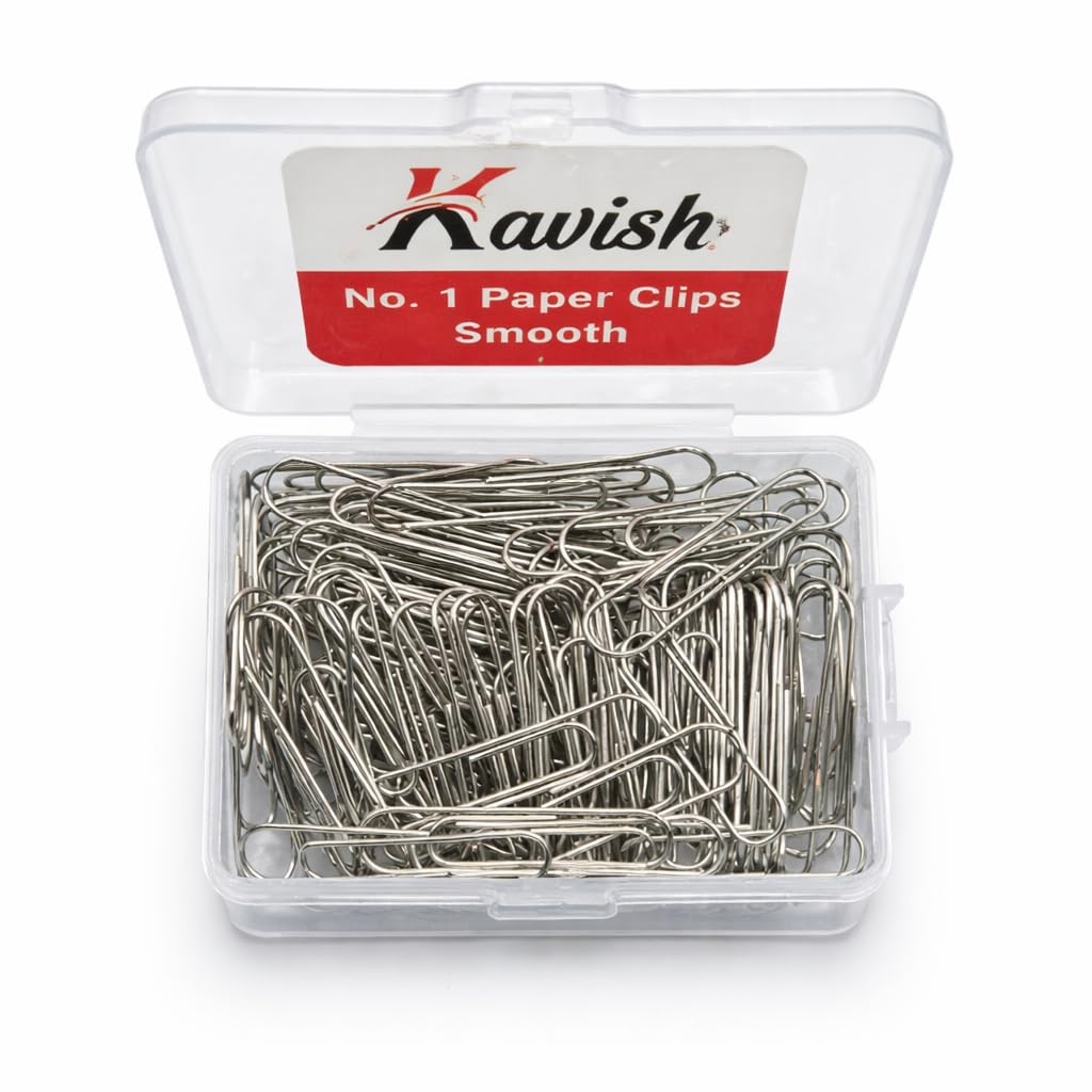 1000 Count Kavish No.1 Paper Clips – 1(10 Boxes x 100) Smooth Steel Wire, Rust-Resistant, 33–35 mm Office Paperclips for Home, School & Workplace