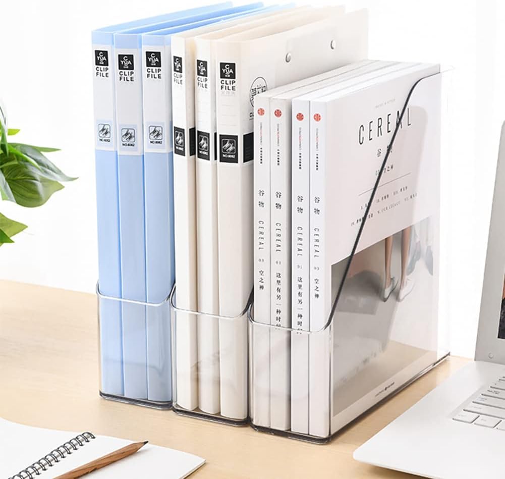 Ljxyloog 2 Pcs Acrylic Magazine File Holder, Desk Document Sorter Organizer for Home Office School Work Desktop Supplies
