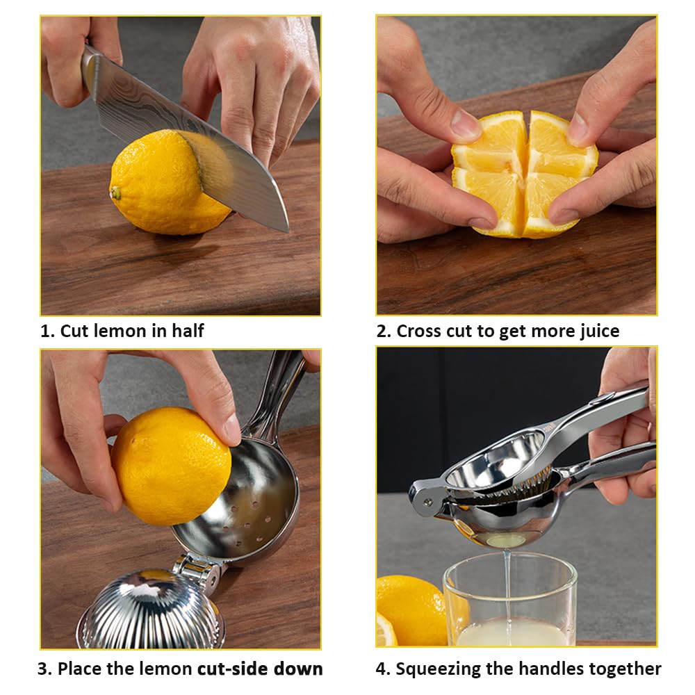 Monkkino Lemon Squeezer, Lemon Squeezer Juicer, Citrus Juicer Handheld, Metal Lemon Hand Press, Lime Squeezer Bar Tool, Manual Citrus Press w/Stainless Steel Zester