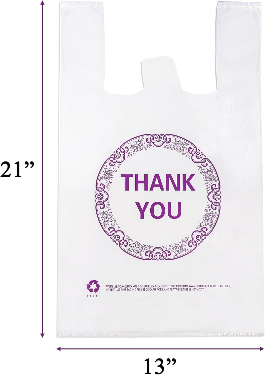 Elsjoy 500 Pieces Thank You Plastic Shopping Bags, 21 x 13 Inch T-Shirt Carry Out Bags Bulk Reusable Grocery Bags for Supermarket, Restaurant