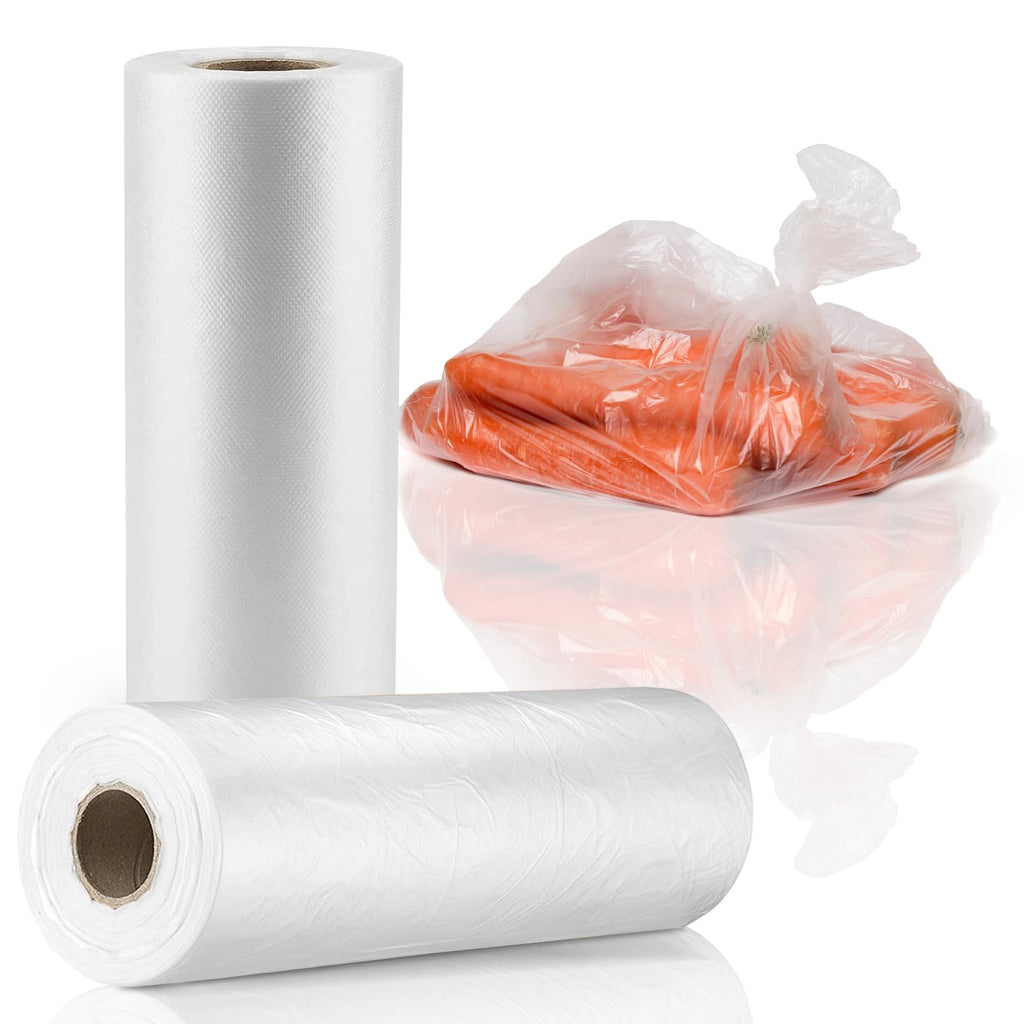 PAPRMA 12” x 20” Plastic Produce Bags 2 Rolls, Clear Food Storage Bags 350pcs on a Roll, Clear Produce Bags for Food Vegetable Bread Fruit Meat