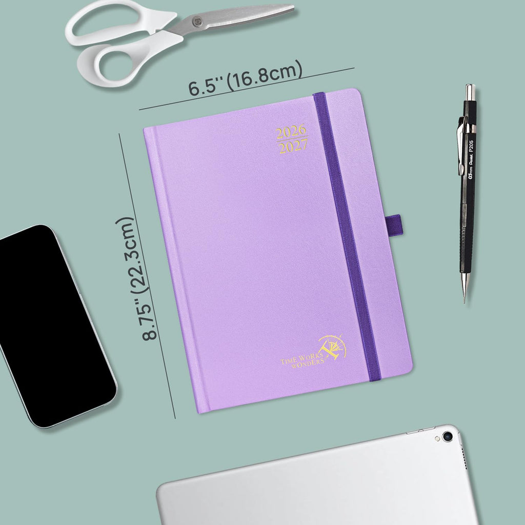 POPRUN 2026-2027 Academic Planner, 6.5" x 8.75", Weekly and Monthly Calendar, July 2026 to June 2027, Hardcover Appointment Book with Verital Layout, Hourly Time Slots, Monthly Tabs - Midnight Green