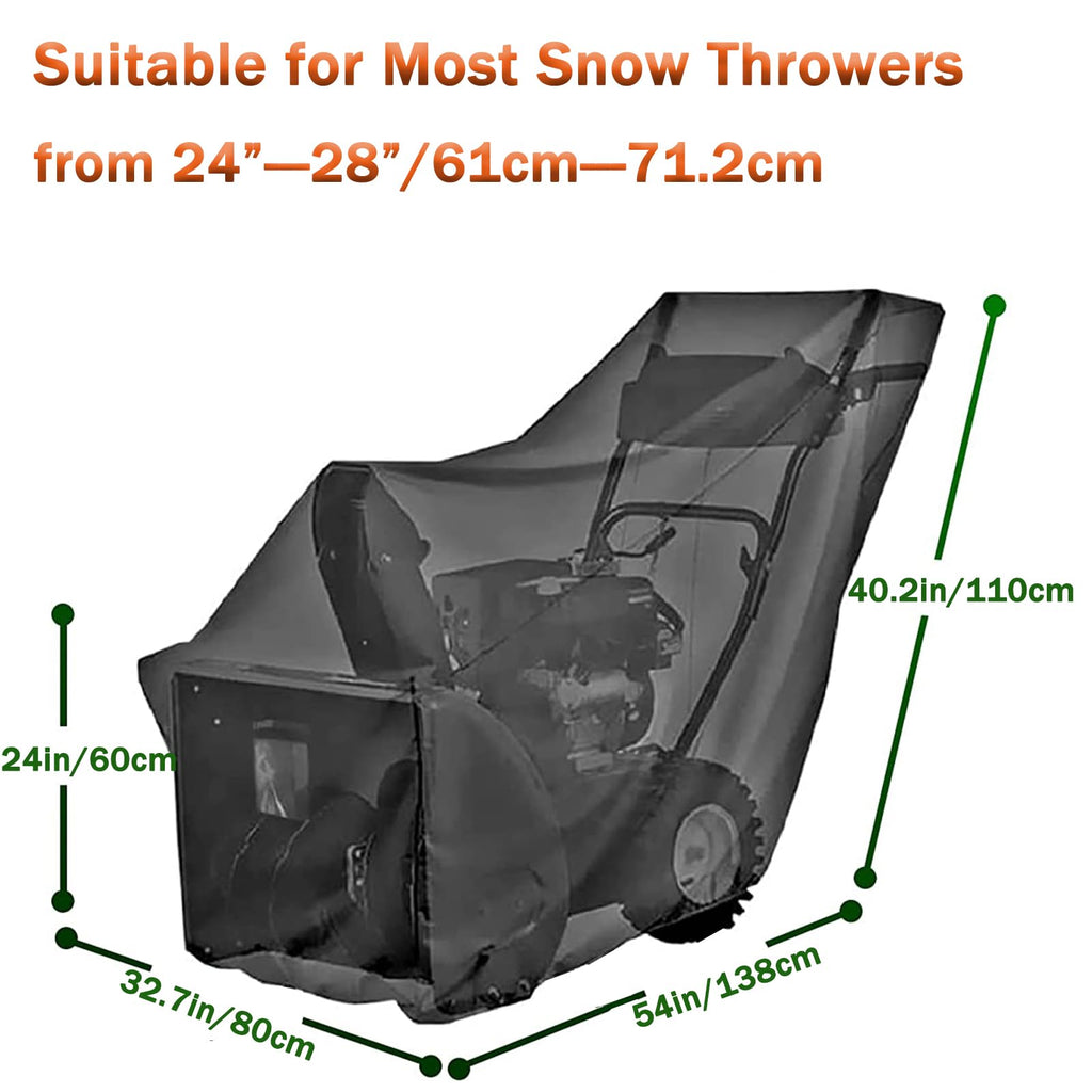 Snow Thrower Cover Waterproof Snow Blower Cover 420D Oxford with Windproof Buckles and Elastic Cord for Outdoor Electric All Weather Protection 54" Lx43 Hx32 W